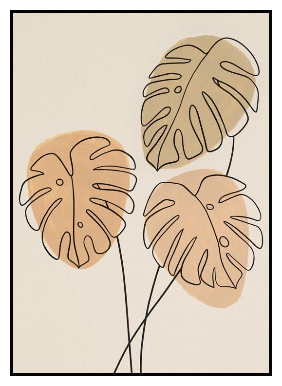 Monstera Line Art No1 Poster (30x40 cm) - Poster Store
