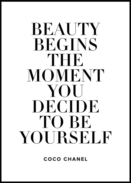 Ærlig Perforering Ødelæggelse Beauty Begins Plakat - Coco Chanel Citat - citat plakat