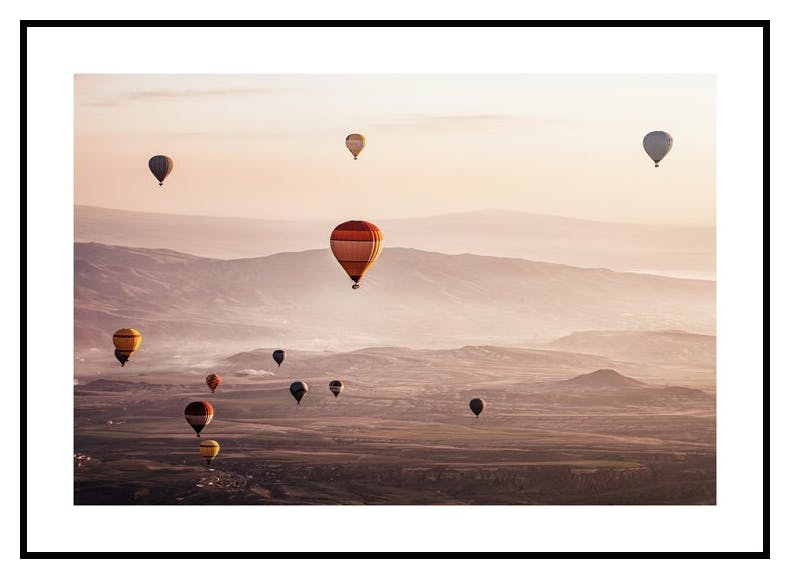 Luftballonger i Soluppgång Poster (21x30 cm) - Poster Store