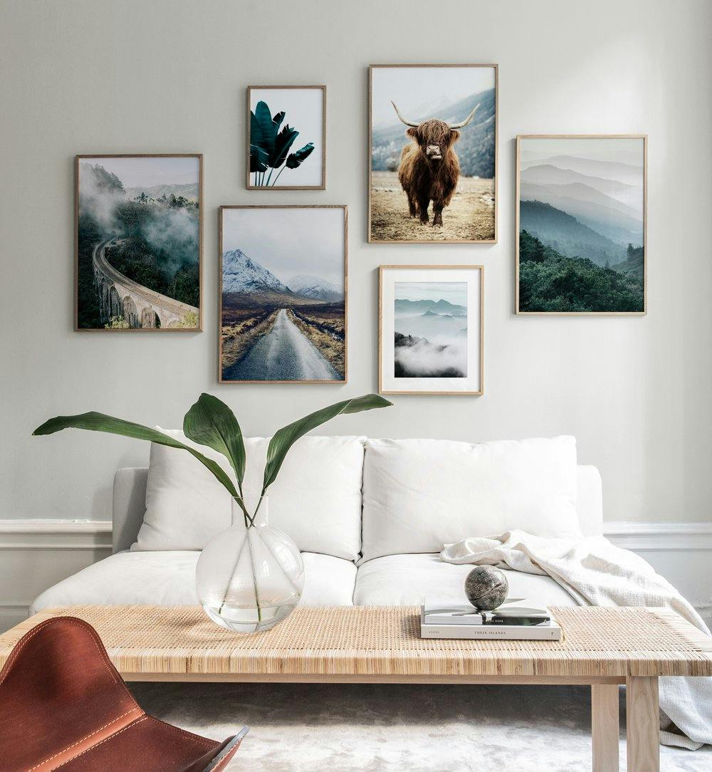 Gallery wall with beautiful nature motifs