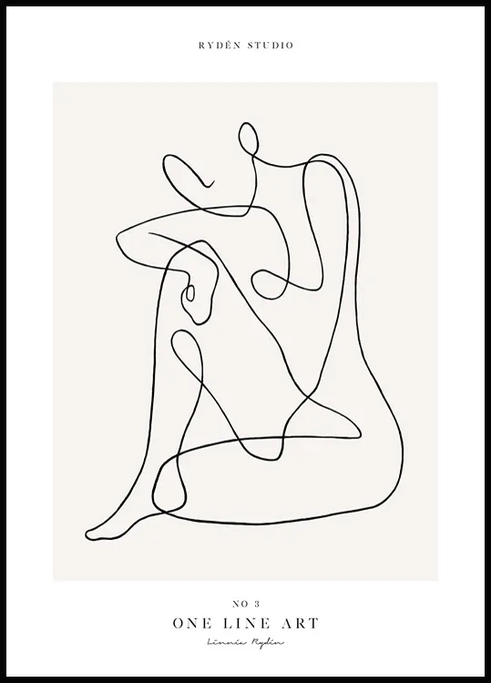 One Line Art No 1 Poster | Minimalist Line Drawing with Bun Hairstyle ...
