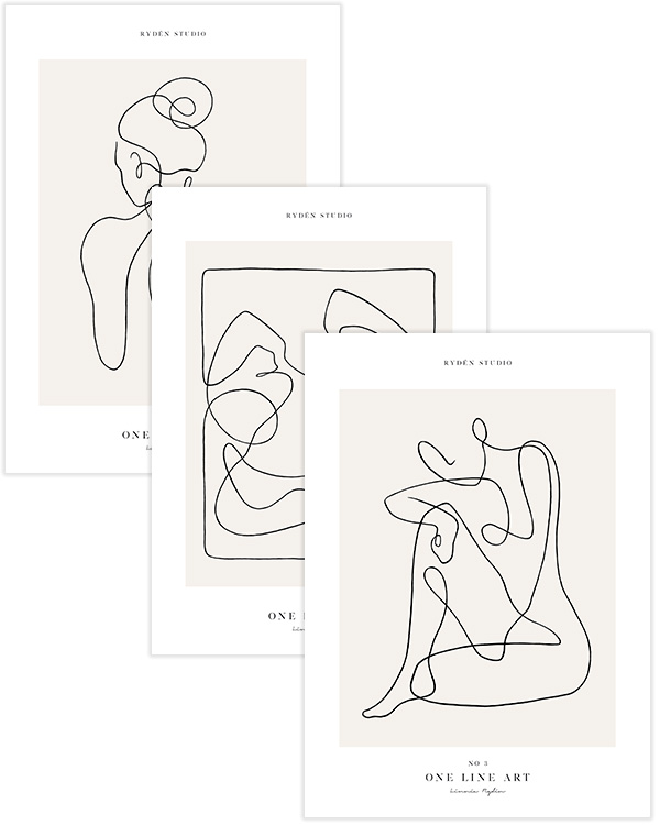 Abstract Line Art Trio Poster pack