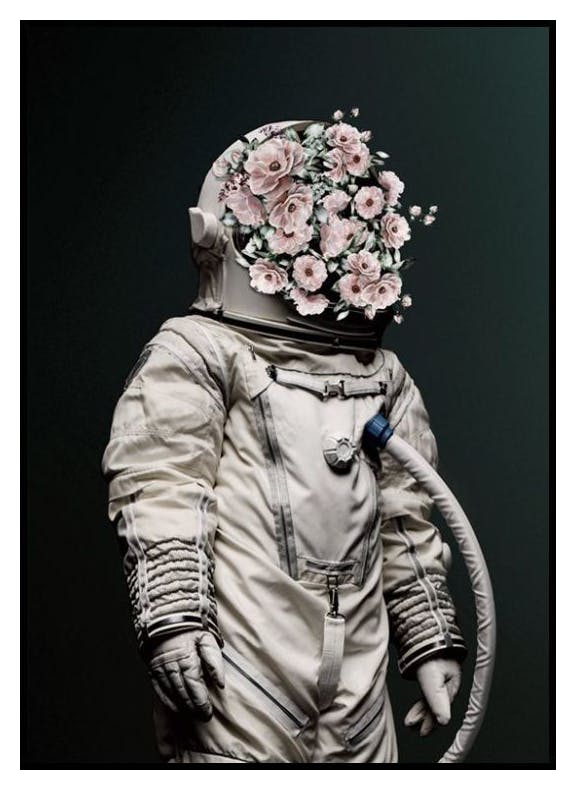 Bloemen Astronaut Poster (50x70 cm) - Poster Store