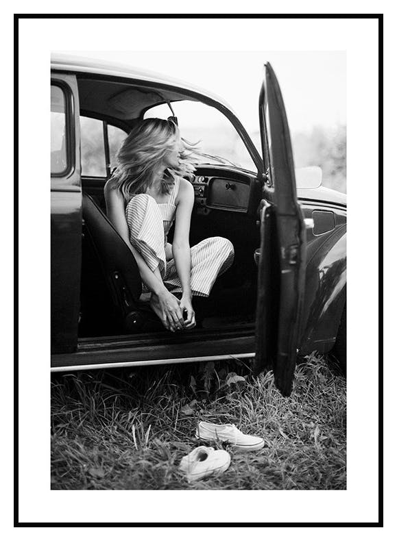 Plakat med retrobil (50x70 cm) - Poster Store