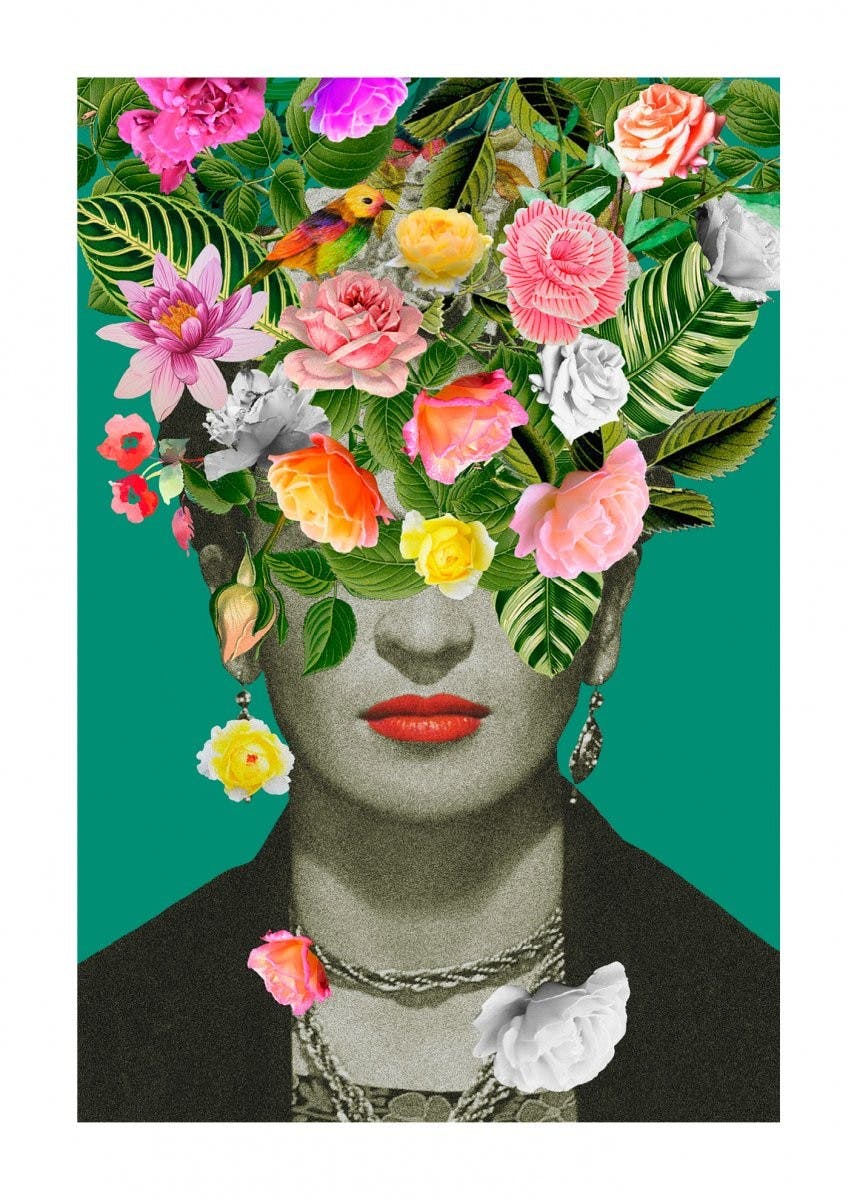Frida virággal poszter 0