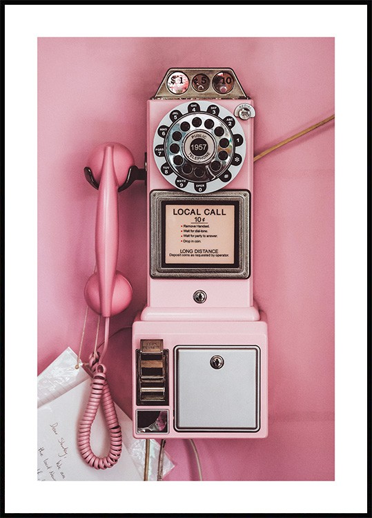 ピンクの公衆電話 ポスター | 海外のおしゃれな写真
