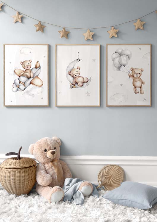 Kinder Teddybären Trio - Babybären Poster