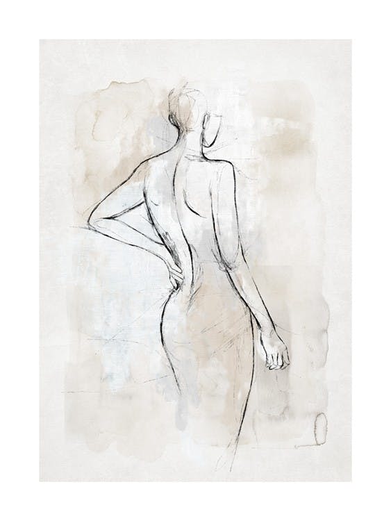 Abstracte schets van een lichaam nr. 2 poster 0