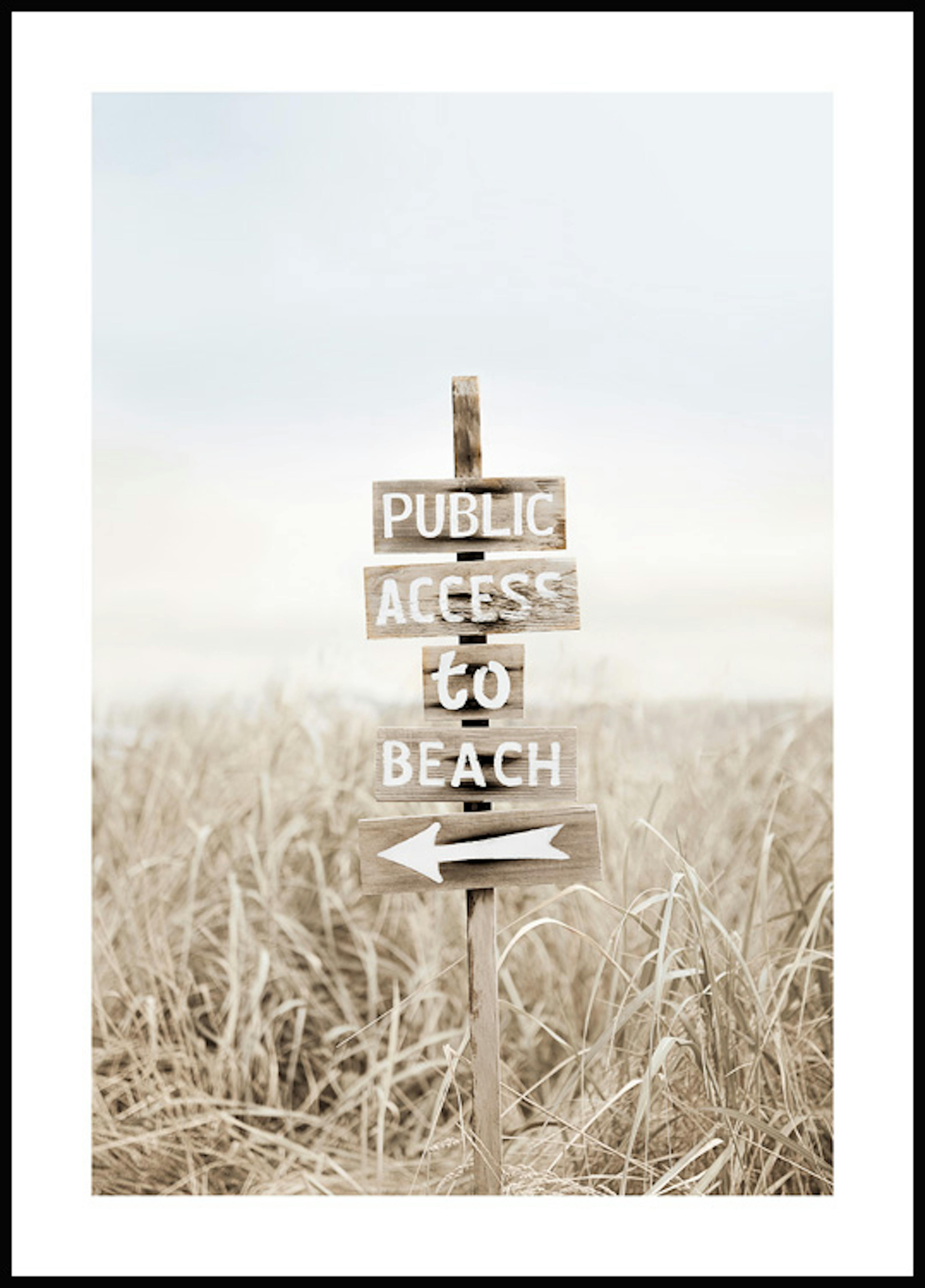 해변 풀숲 표지판 포스터 0