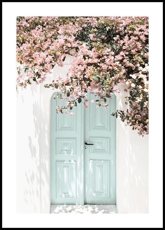 Blomster Dør Plakat – Santorini