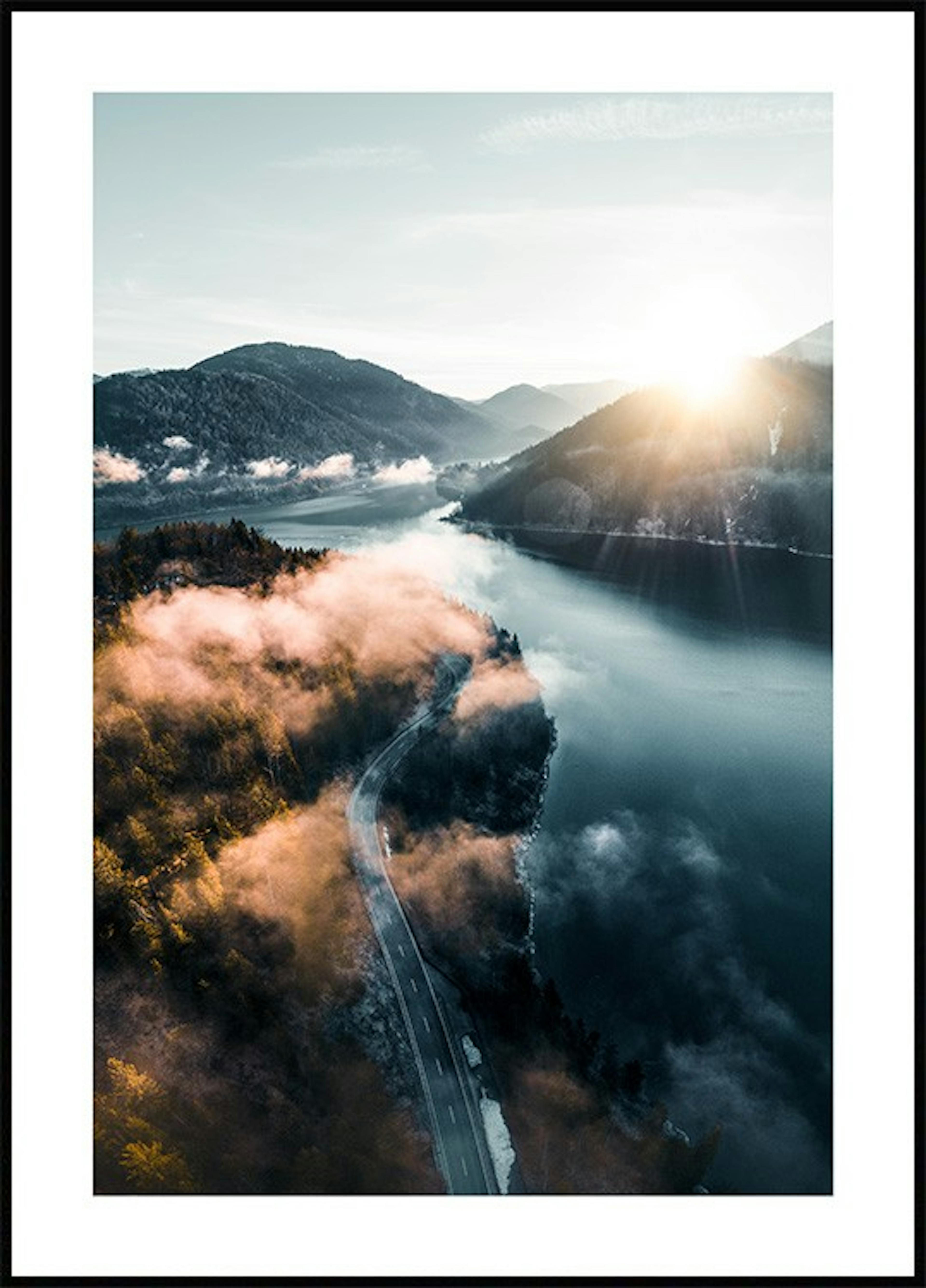 لوحة صورة السحب فوق البحيرة 0