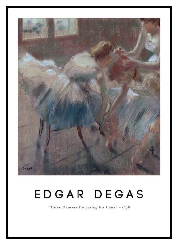 Degas - Tre Dansere Forbereder Seg Til Time Plakat (50x70 cm) - Poster Store
