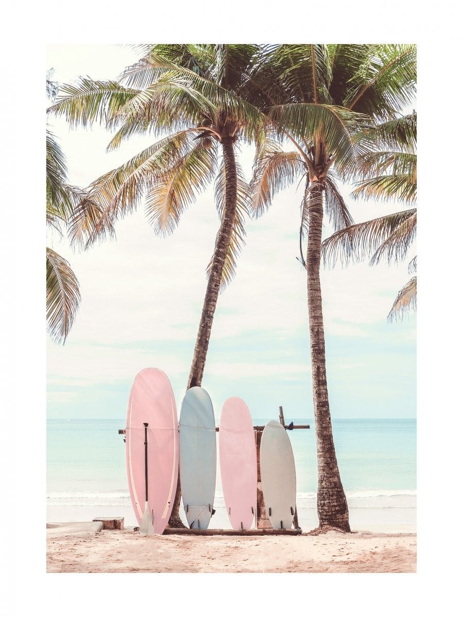 Surfboards op het Strand Poster 0