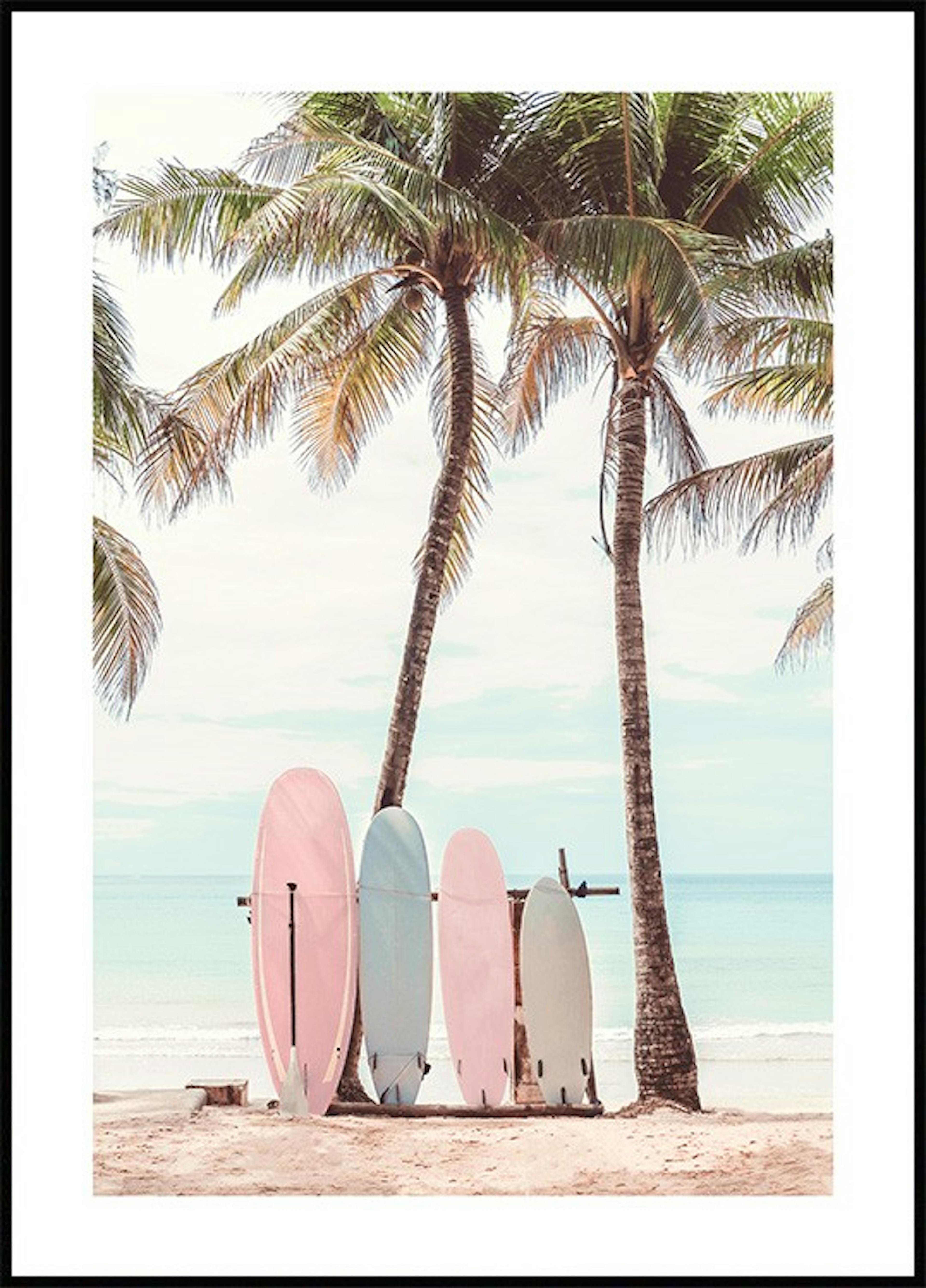 Surfebrett på Stranden Poster 0
