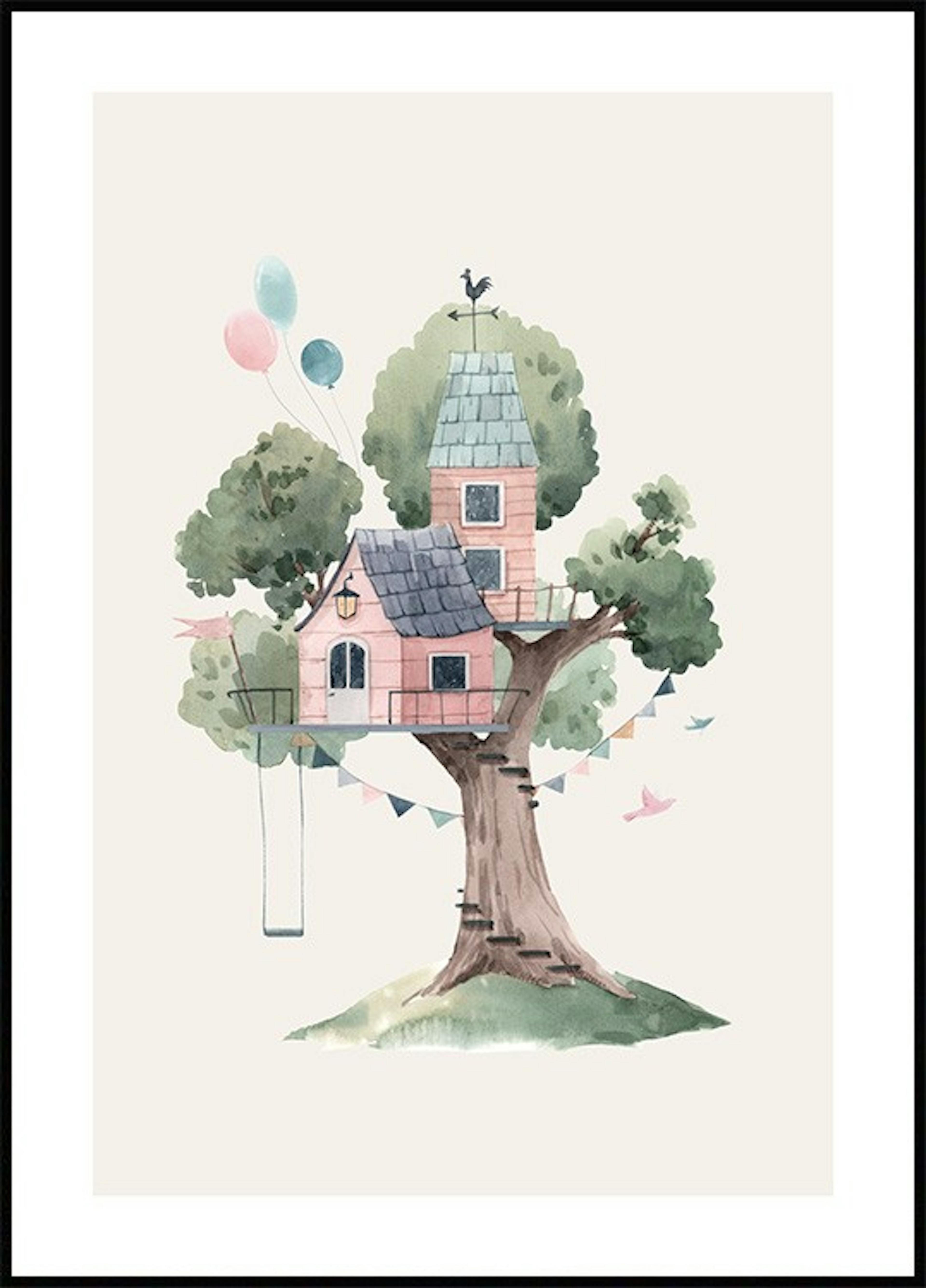 لوحة صورة البيت في الشجرة 0