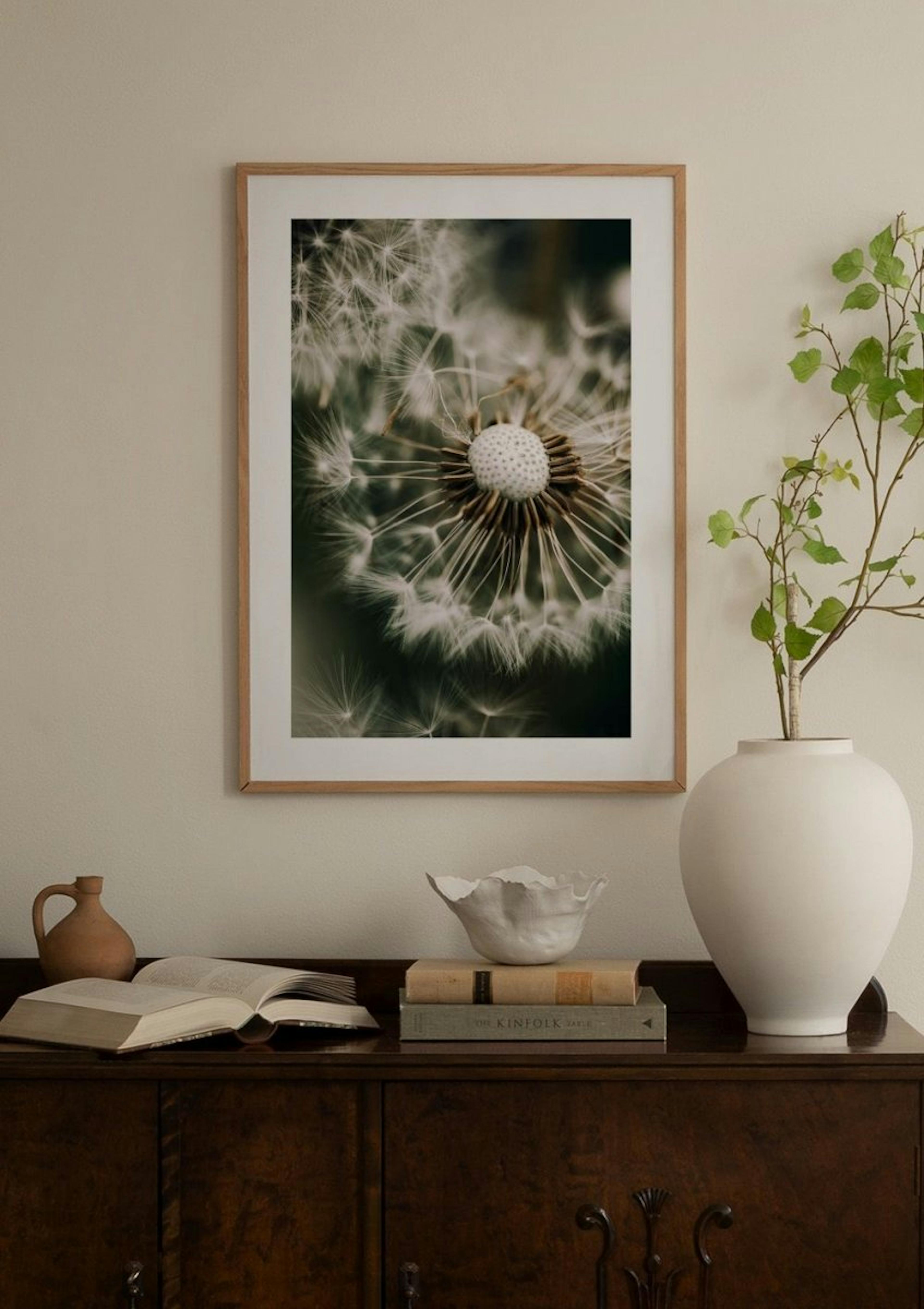 Paardenbloem in Groen Poster thumbnail