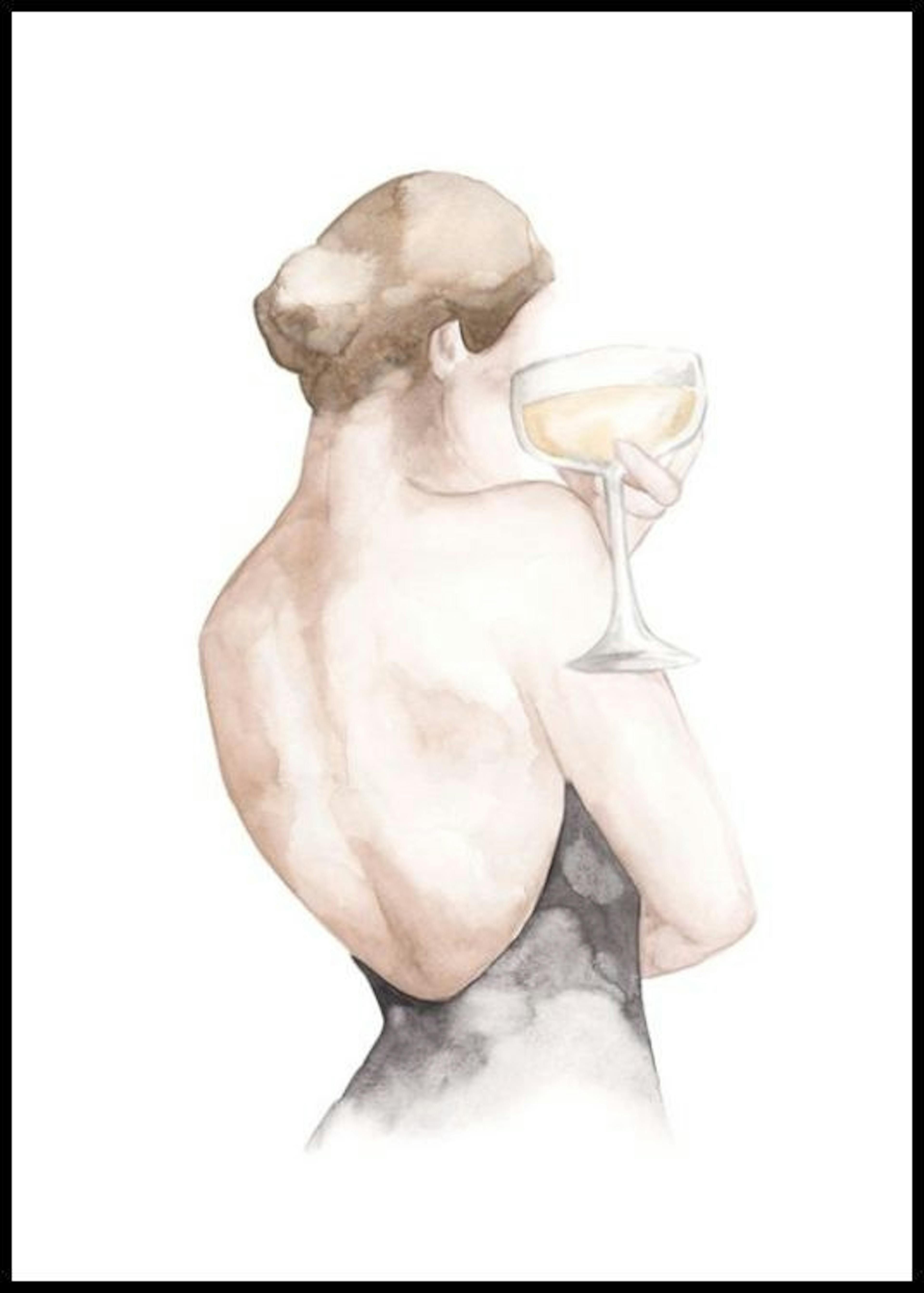 Mujer Acuarela Champán Póster thumbnail