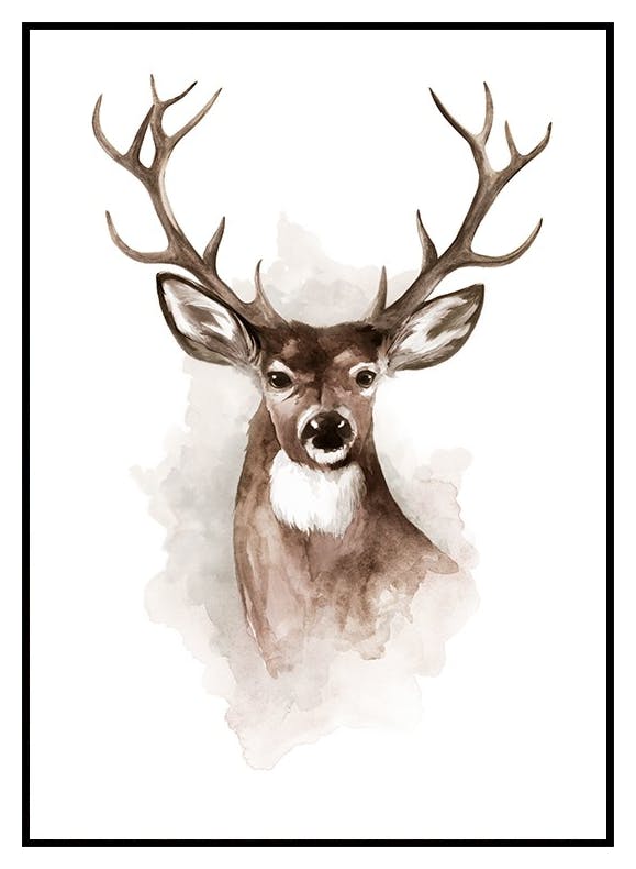 Watercolor Deer Poster (30x40 cm) - Poster Store