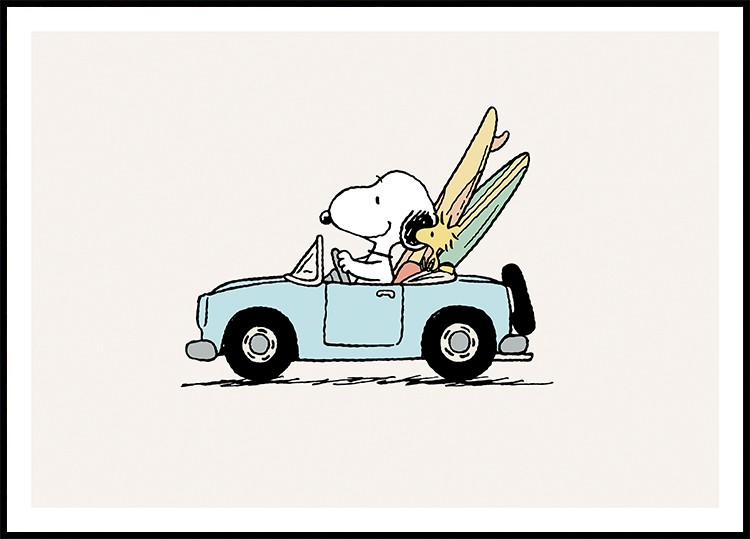 Snoopy Driving Poster – Snoopy driving green car