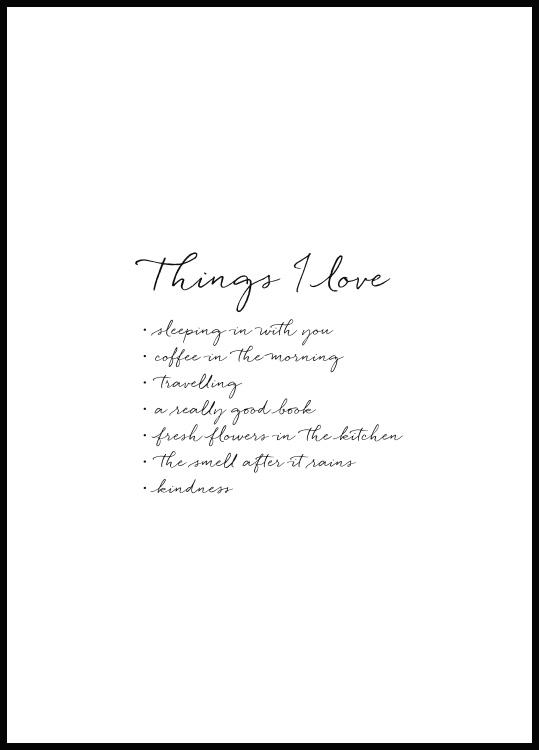 Things I Love Poster