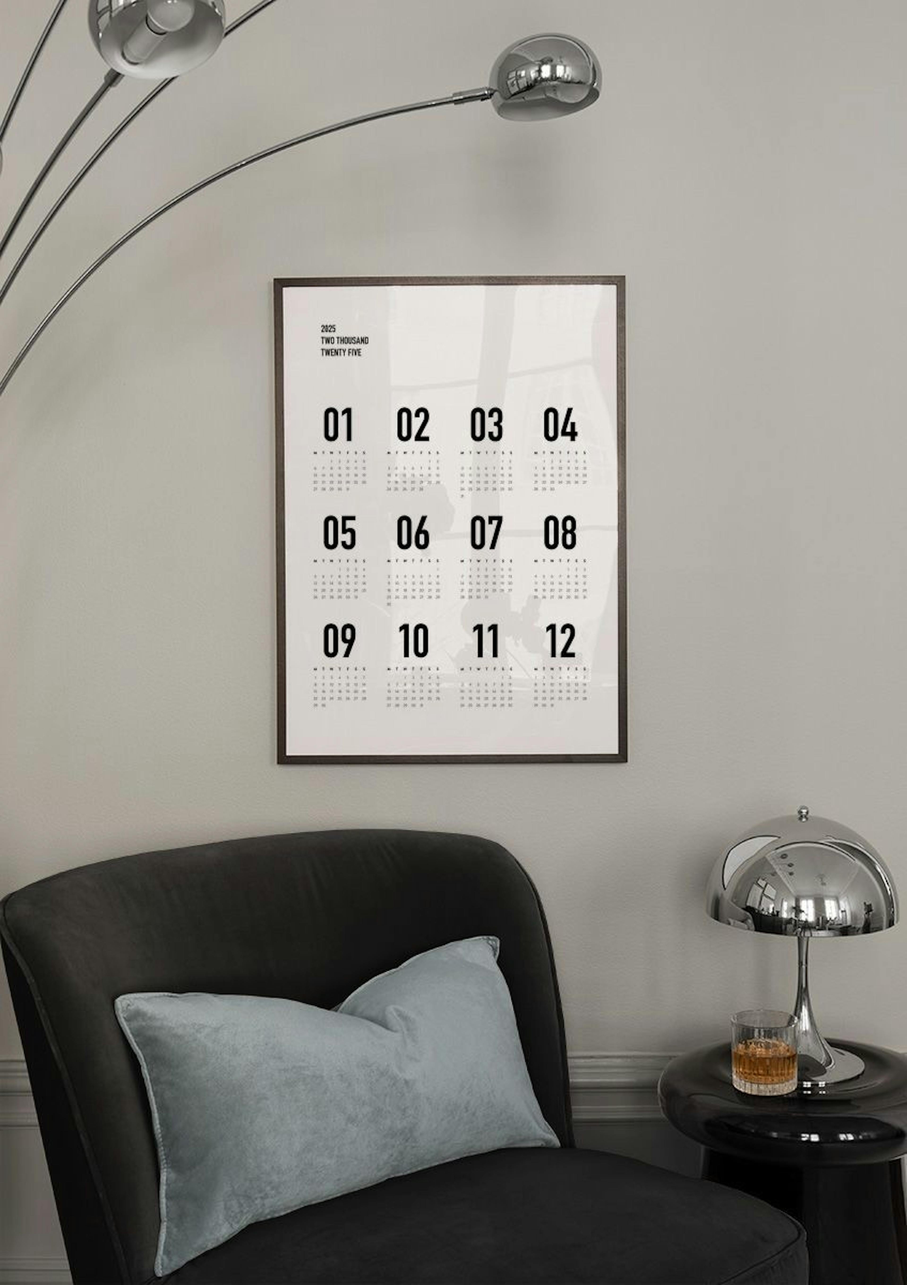 Kalender 2025 S/W Poster - Datumstracker thumbnail