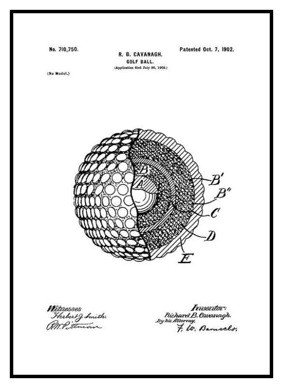 Patent piłki golfowej Plakat (30x40 cm) - Poster Store