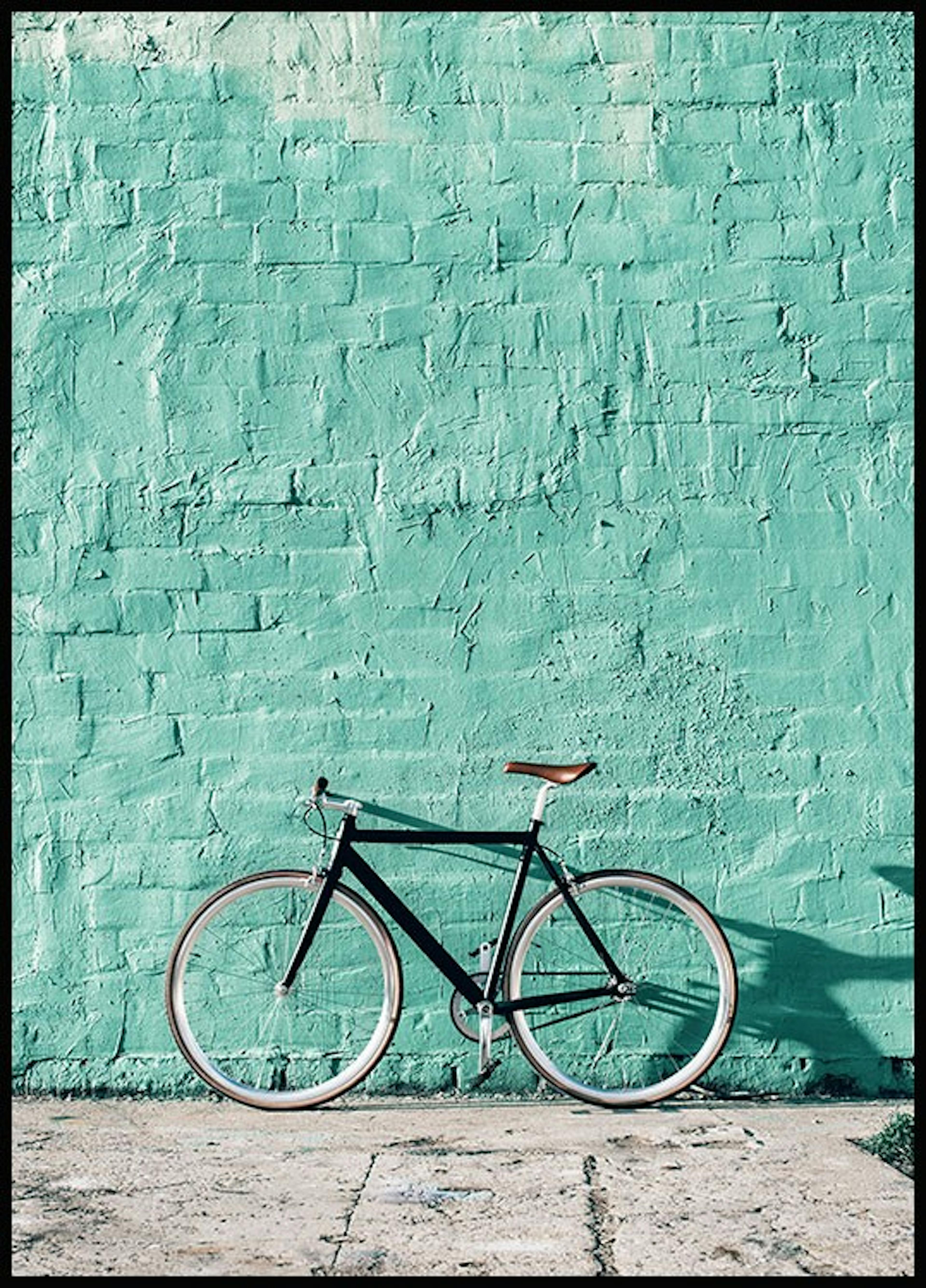 グリーンの壁と自転車 ポスター 0
