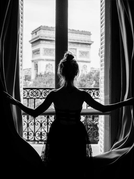 Girl in Paris Window Poster 0