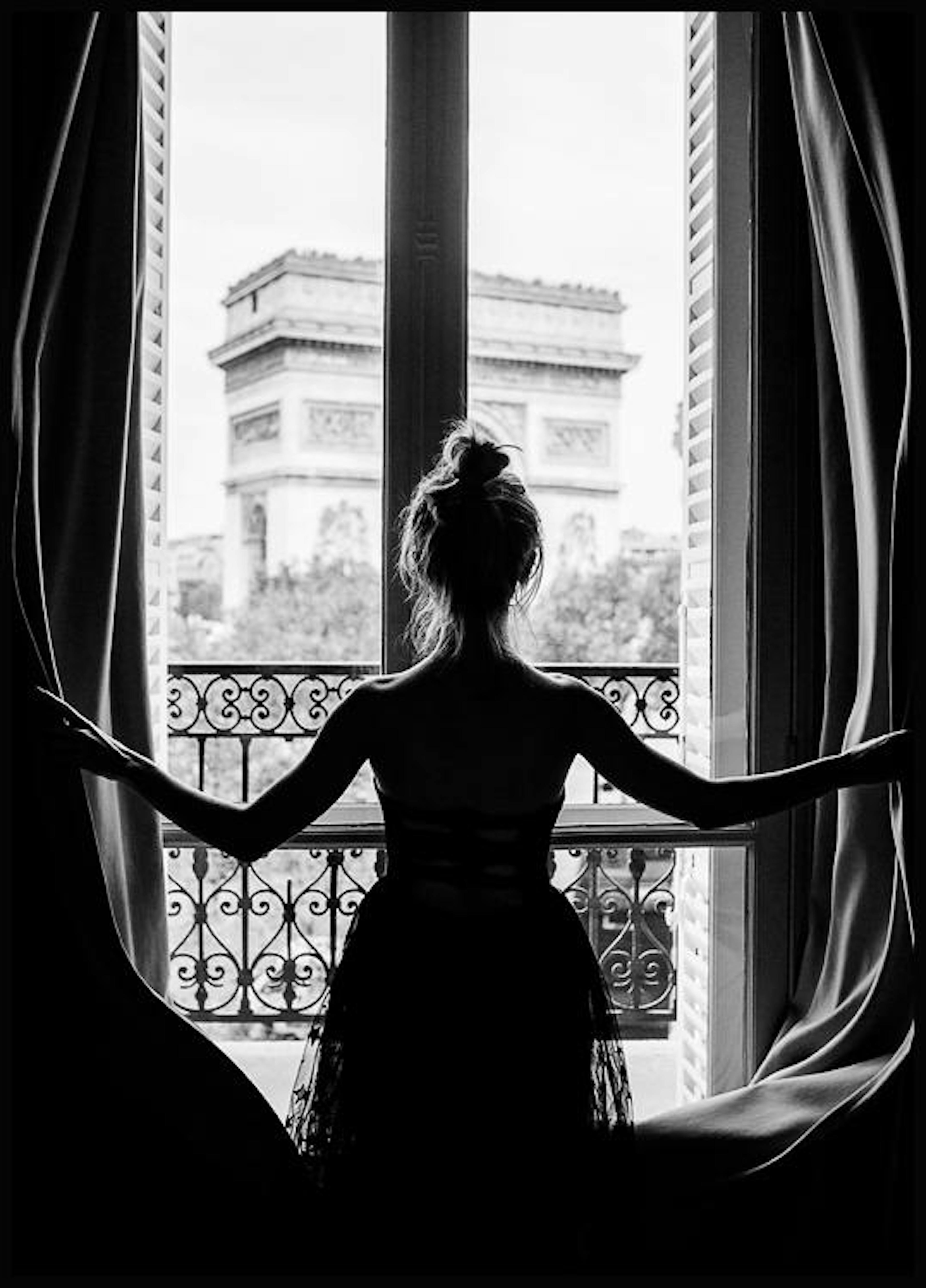 Girl in Paris Window Plakat 0