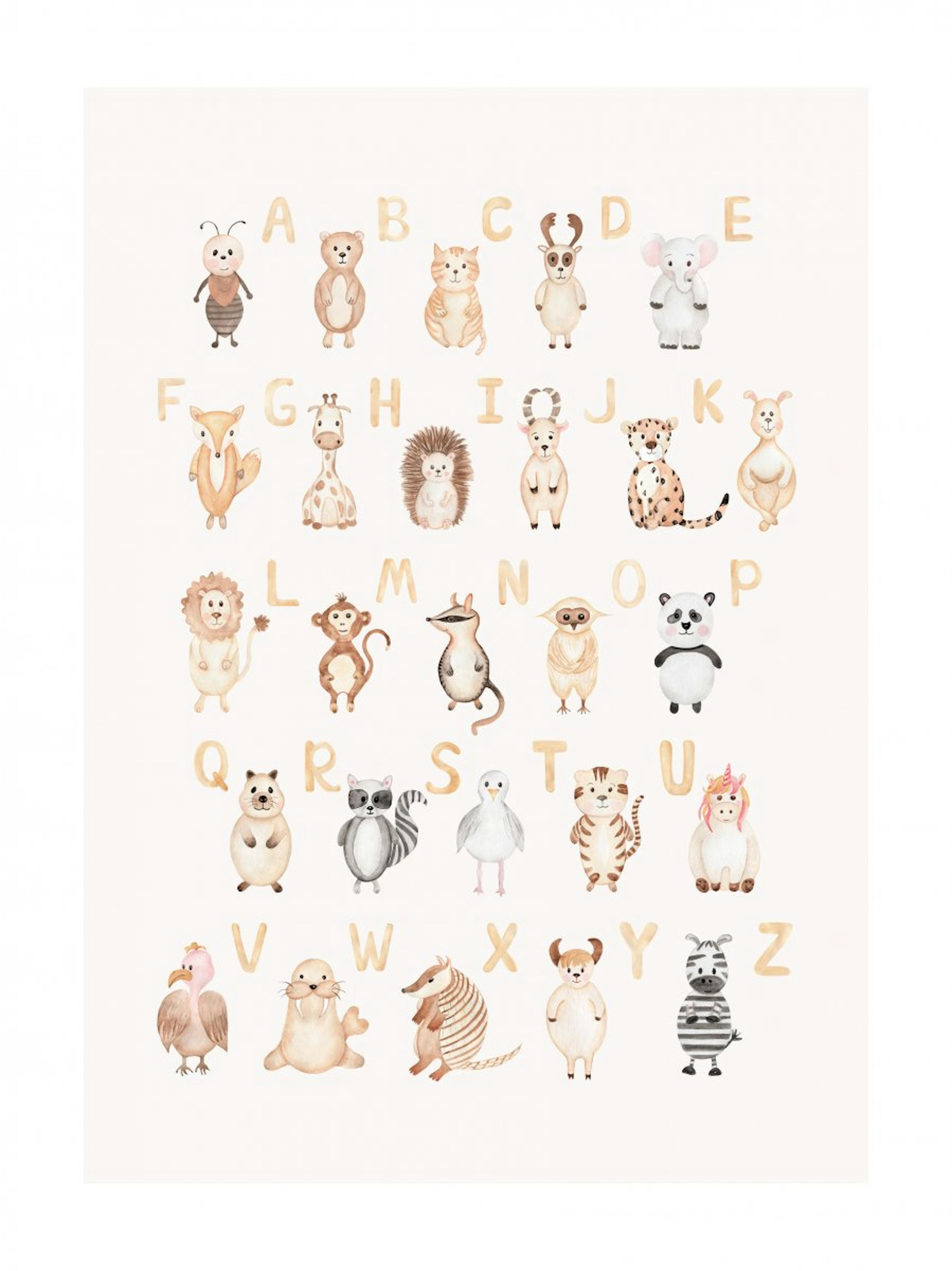 動物とアルファベット ポスター 0