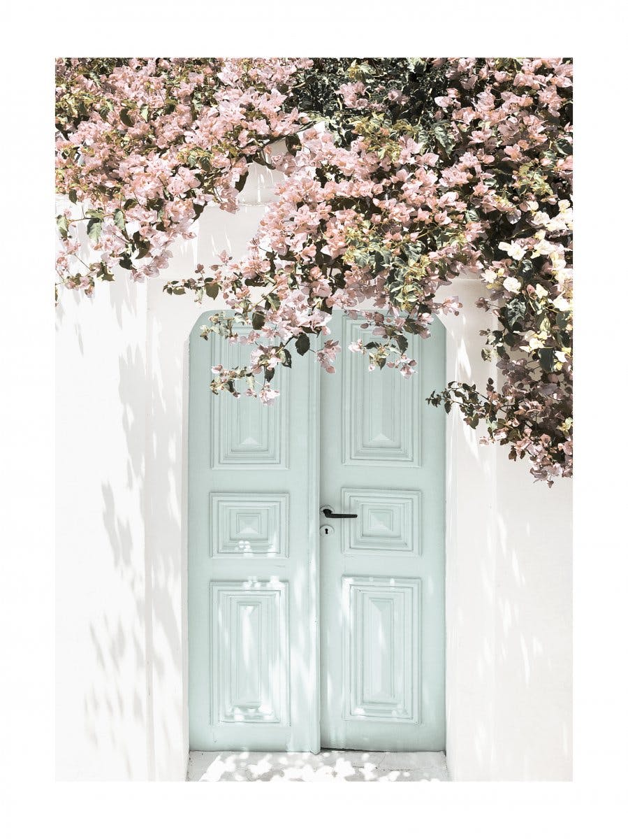 Rózsaszín virágos kapu poszter 0