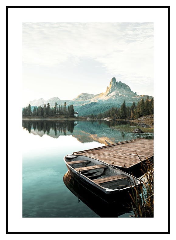 Plakat Łódka Przy Pomoście (21x30 cm) - Poster Store