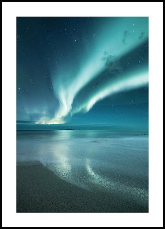 北国・オーロラの輝く夜 海外の風景写真ポスター