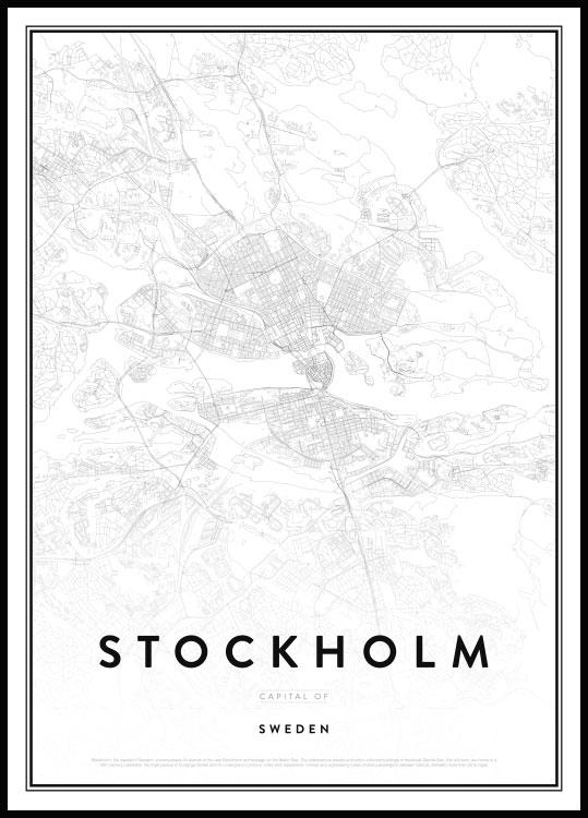 Karta - Stockholm - Vit Poster - BGA