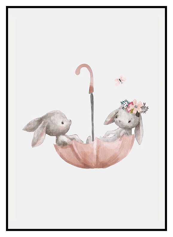 Plakat Bunnies Umbrella (40x50 cm) - Poster Store