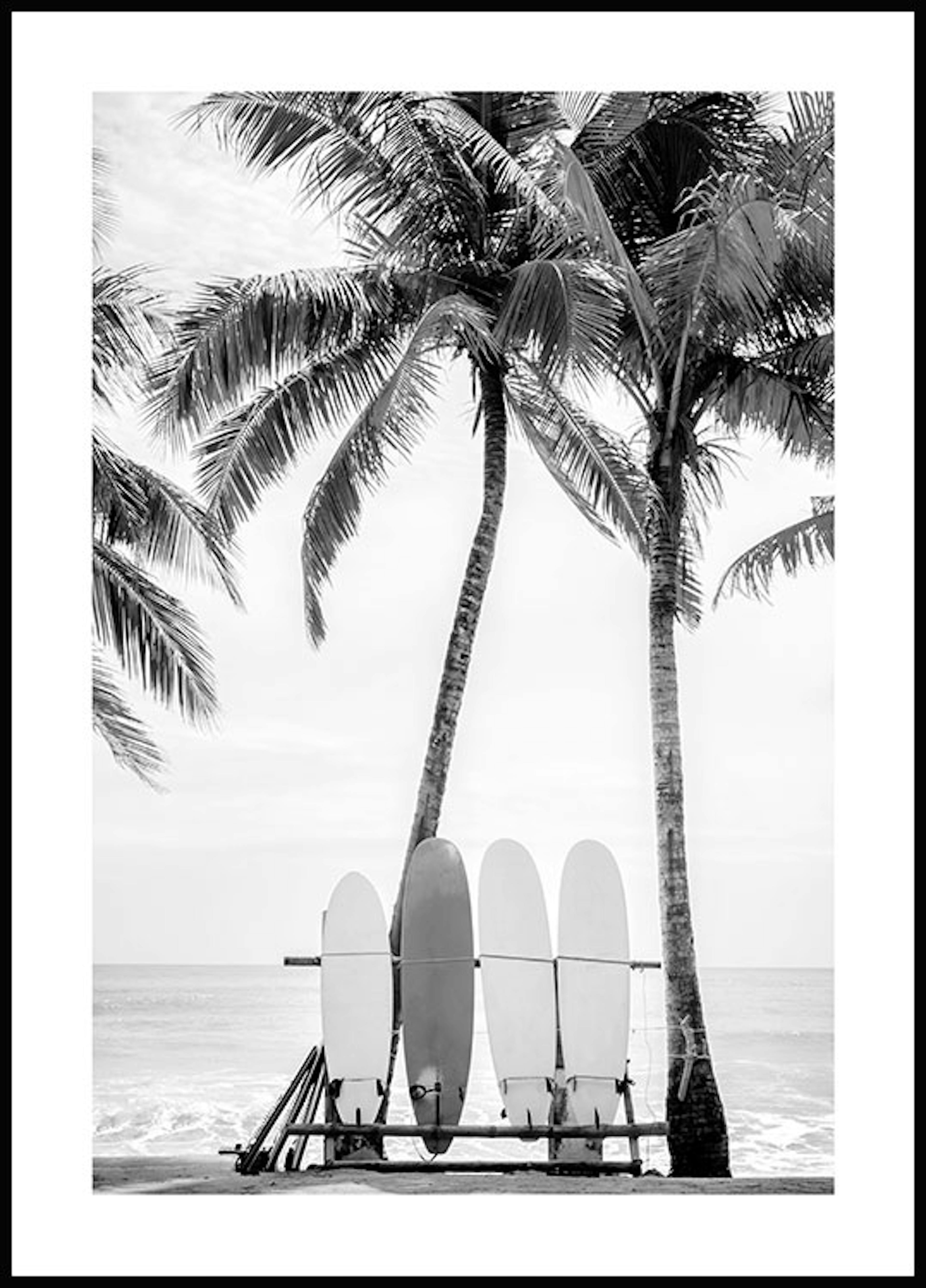서핑보드 흑백 포스터 0