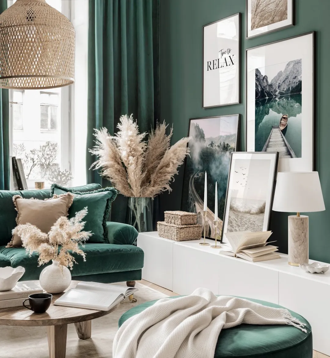 Cozy Green Room Gallerywall | Nature-Inspired Relaxation Art | Poster Store USA