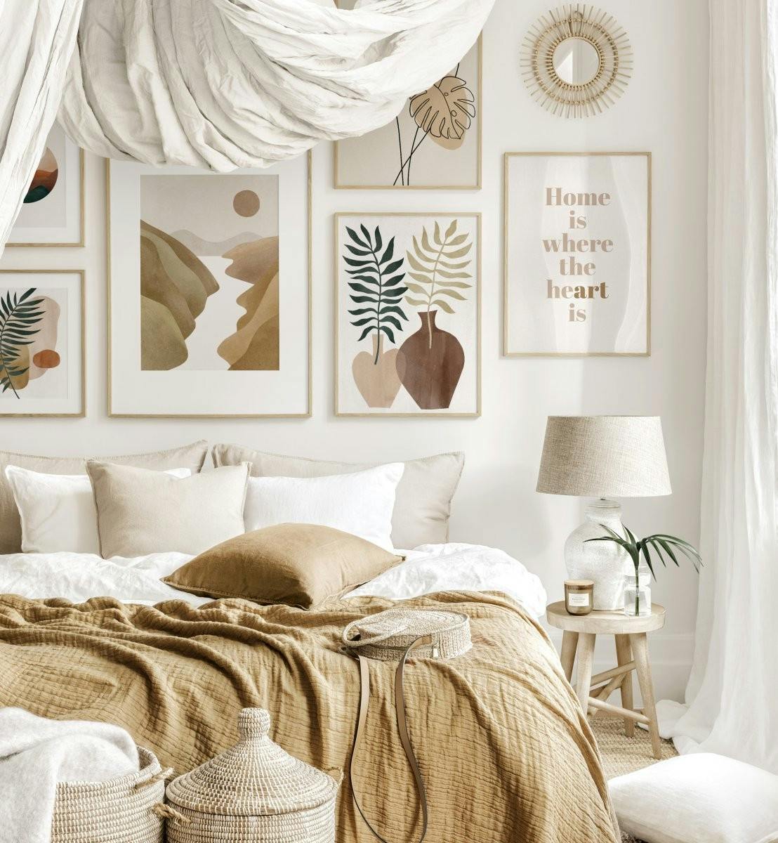 Galeria plakatow w kolorach ziemi plakaty sztuka ilustracje sypialnia boho (ONE SIZE) - Poster Store
