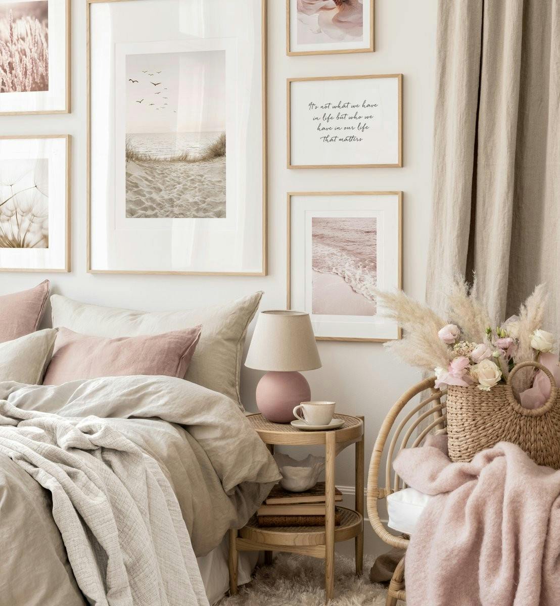 Pastell Strand Bilderwand Strand Wandbilder Poster Sprüche Schlafzimmer Wanddeko (ONE SIZE) - Poster Store