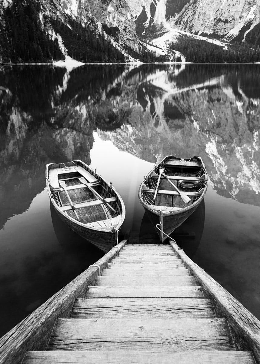 Boats in Braies Lake Poster 0