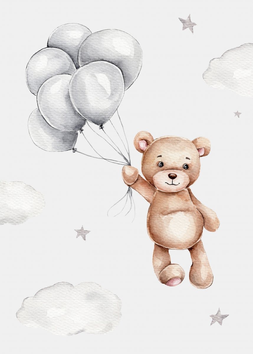 Teddy med Balloner Plakat 0