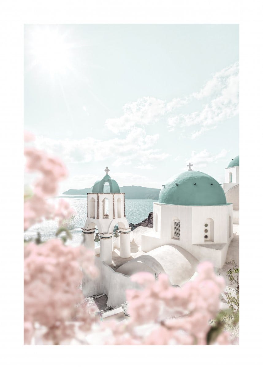 Blomstrende Santorini Poster 0