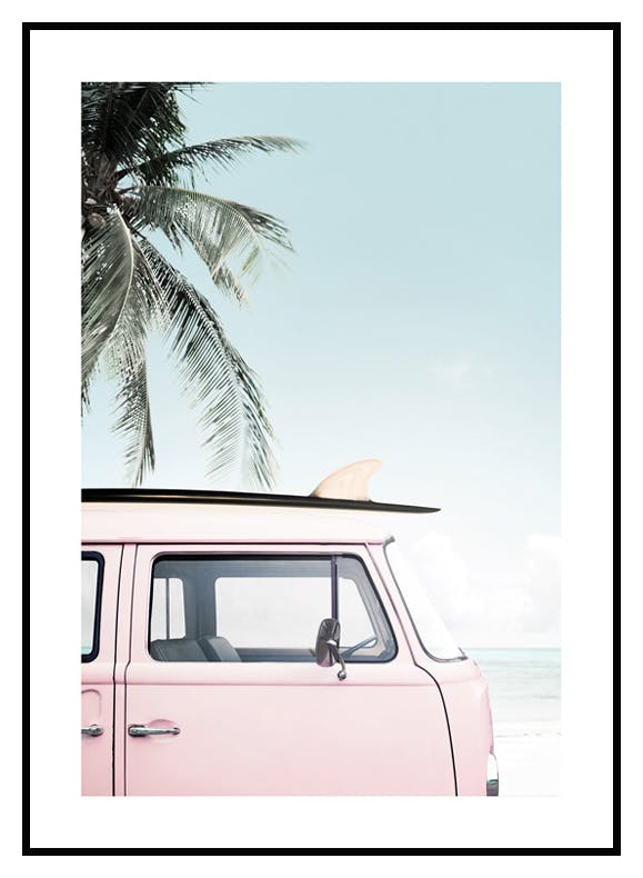 Strand Surfbusje Poster (30x40 cm) - Poster Store