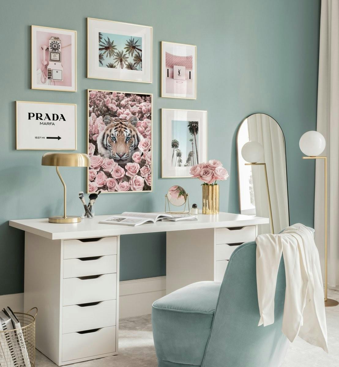 Rozowy tygrys galeria stylowe obrazy Prada plakaty biuro plakaty (ONE SIZE) - Poster Store