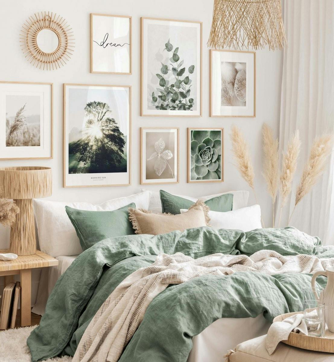 Serene beige and green nature photographs for bedroom (ONE SIZE) - Poster Store