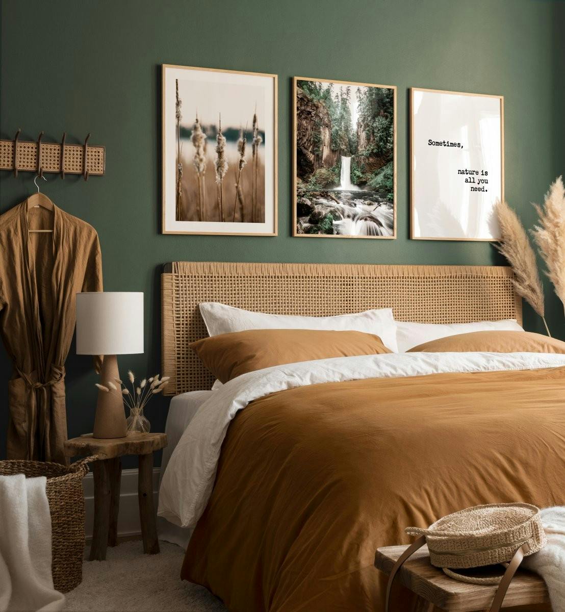 Bodenständige Poster in Grün und Braun für Schlafzimmer (ONE SIZE) - Poster Store
