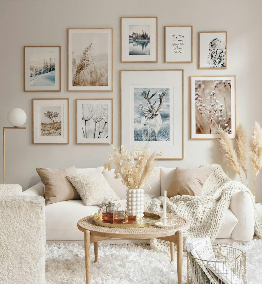Vinterlandskap och djurposters i lugna färger för vardagsrum (ONE SIZE) - Poster Store