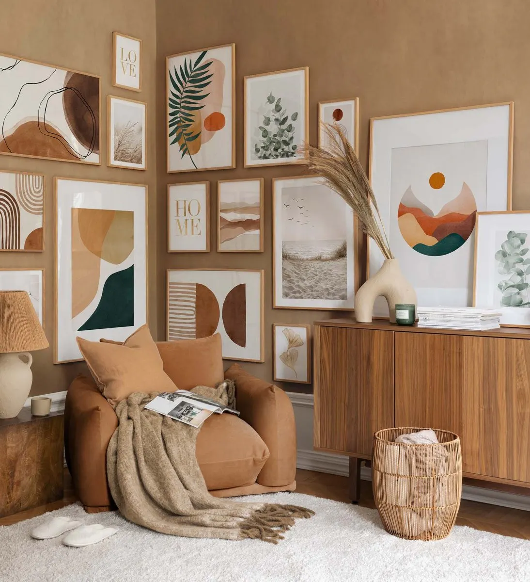 Cozy Room Gallerywall Poster Earth Toned Abstract And Landscape Art cozy-room-gallerywall-poster-earth-toned-abstract-and-landscape-art