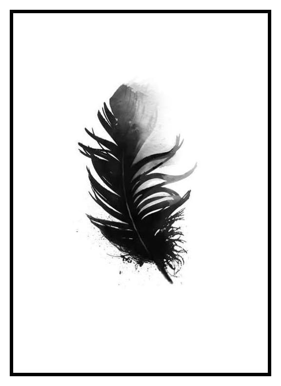 Black Feather Aquarell Poster (13x18 cm) - Poster Store