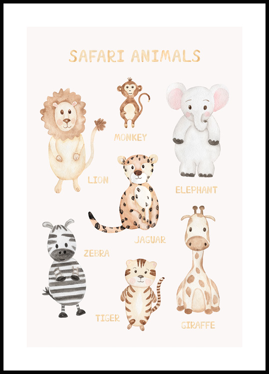 Safari Animals Poster Animal prints nursery
